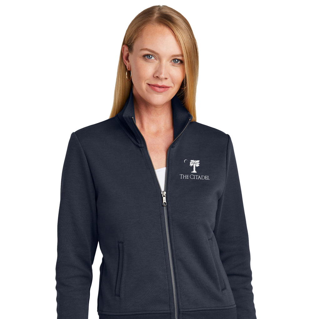 The Citadel, BR Logo, Brooks Brothers® Women’s Double-Knit Full-Zip- Navy