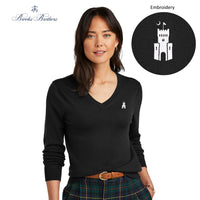 Load image into Gallery viewer, The Citadel, Barracks, Brooks Brothers ® Women’s Washable Merino V-Neck Sweater- Black
