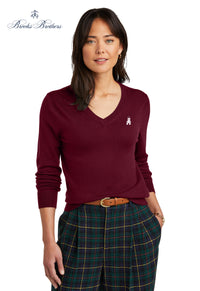 Load image into Gallery viewer, The Citadel, Barracks, Brooks Brothers ® Women’s Washable Merino V-Neck Sweater- Vintage Port
