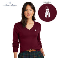 Load image into Gallery viewer, The Citadel, Barracks, Brooks Brothers ® Women’s Washable Merino V-Neck Sweater- Vintage Port

