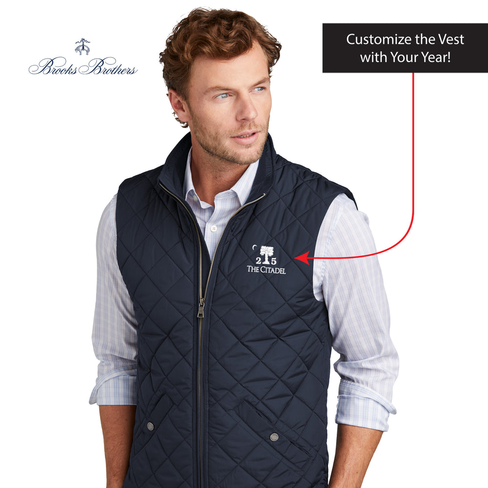 The Citadel, Alumni Big Red, Palmtree, Brooks Brothers® Quilted Vest - Navy