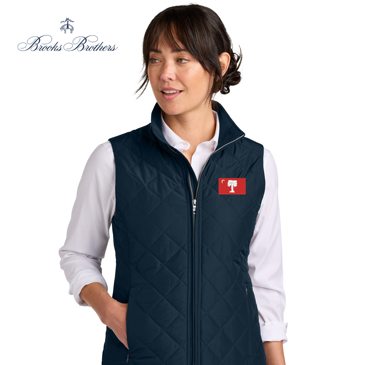 The Citadel, Big Red Flag, Brooks Brothers® Women’s Quilted Vest - Navy