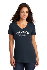 Load image into Gallery viewer, The Citadel, Bonus Mom Women’s V-Neck T-Shirt - Navy

