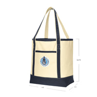 Load image into Gallery viewer, The Citadel, Spike &amp; Stars Logo, Cotton Canvas Boat Tote - Large
