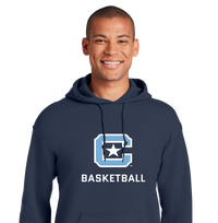 Load image into Gallery viewer, 18500 The Citadel Block C Star logo, Sports - Basketball,  Heavy Blend™ Hooded Unisex Sweatshirt Navy
