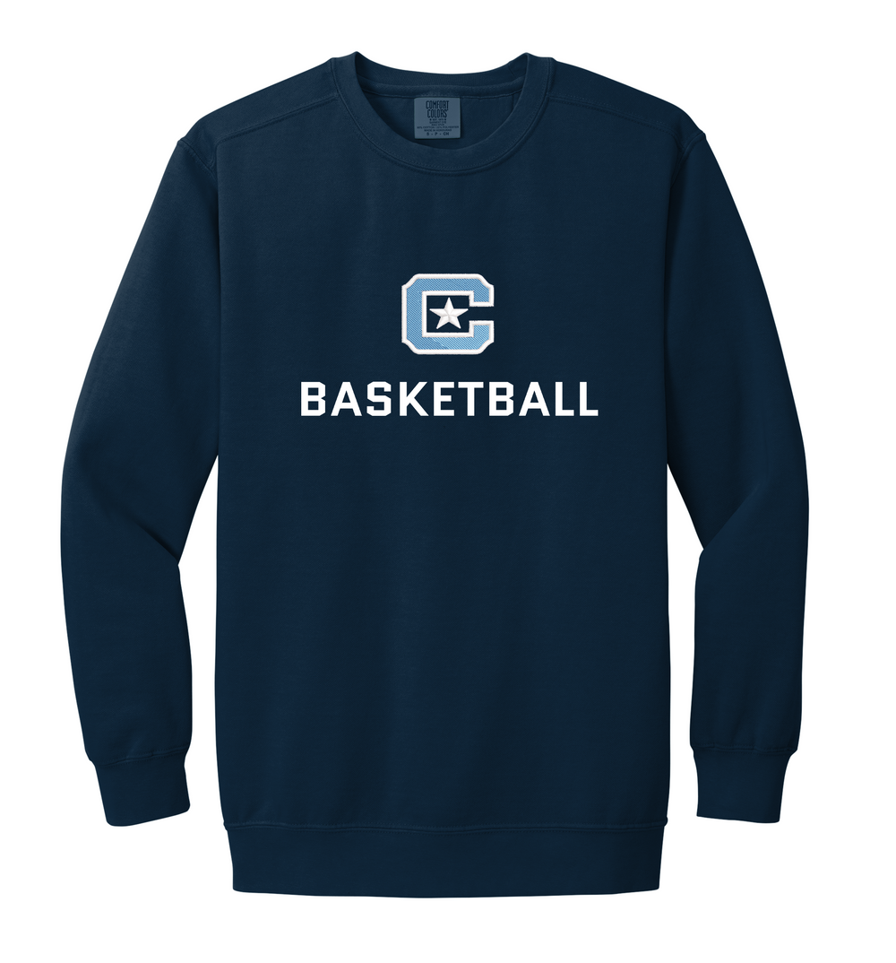 1566 - The Citadel Block C, Basketball, Embroidered Unisex Comfort Colors ® Ring Spun Crewneck Sweatshirt