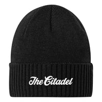 Load image into Gallery viewer, The Citadel, Script, Port Authority® Rib Knit Cuff Beanie - Navy
