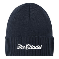 Load image into Gallery viewer, The Citadel, Script, Port Authority® Rib Knit Cuff Beanie - Navy
