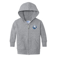 Load image into Gallery viewer, The Citadel, Bulldog, Port &amp; Co™ Infant Core Fleece Full-Zip Hooded Sweatshirt - Gray
