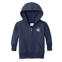 Load image into Gallery viewer, The Citadel, C Spike, Port &amp; Co™ Infant Core Fleece Full-Zip Hooded Sweatshirt - Navy
