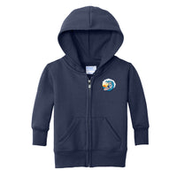 Load image into Gallery viewer, The Citadel, Spike Surfing, Port &amp; Co™ Infant Core Fleece Full-Zip Hooded Sweatshirt - Navy

