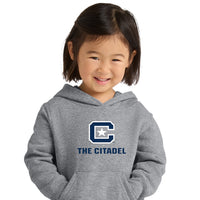 Load image into Gallery viewer, The Citadel, C Star, Port &amp; Co™ Toddler Core Fleece Pullover Hooded Sweatshirt - Gray
