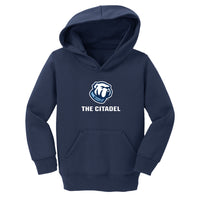 Load image into Gallery viewer, The Citadel Bulldog, Port &amp; Co™ Toddler Core Fleece Pullover Hooded Sweatshirt - Navy
