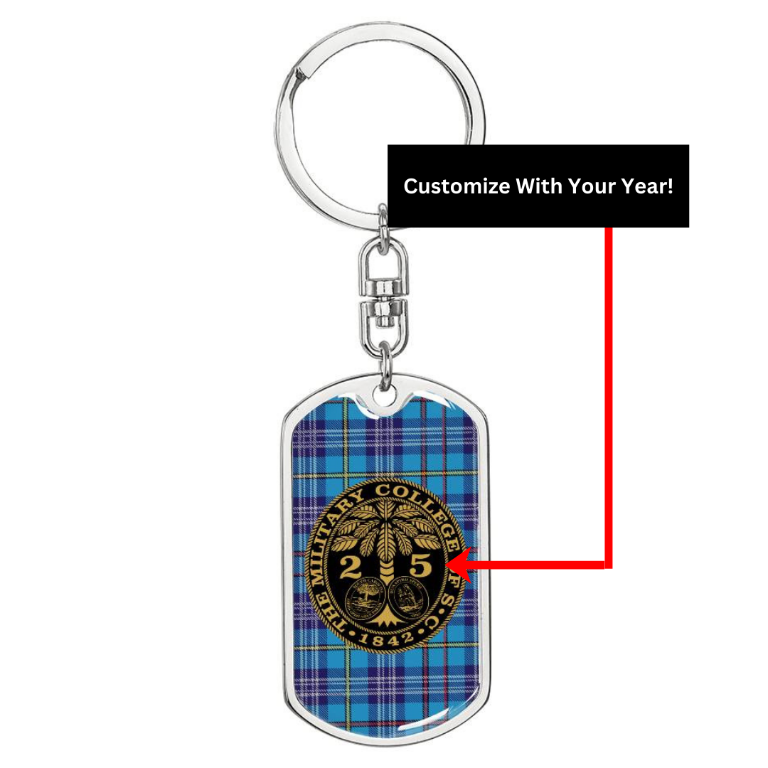 The Citadel, Customizable Year and Engraving, Tartan Background Keychain