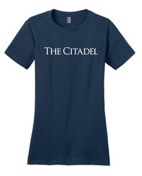 Load image into Gallery viewer, The Citadel, Palm Tree, District ® Women’s Perfect Weight ® T-Shirt - Navy
