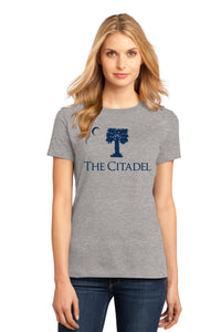 Load image into Gallery viewer, The Citadel, Palm Tree, District ® Women’s Perfect Weight ® T-Shirt - Grey
