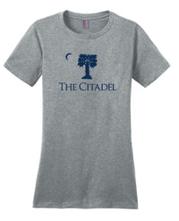 Load image into Gallery viewer, The Citadel, Palm Tree, District ® Women’s Perfect Weight ® T-Shirt - Grey
