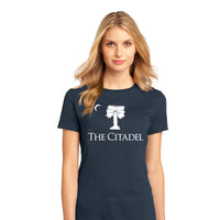 Load image into Gallery viewer, The Citadel, Palm Tree, District ® Women’s Perfect Weight ® T-Shirt - Navy

