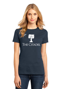 Load image into Gallery viewer, The Citadel, Palm Tree, District ® Women’s Perfect Weight ® T-Shirt - Navy
