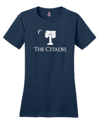 Load image into Gallery viewer, The Citadel, Palm Tree, District ® Women’s Perfect Weight ® T-Shirt - Navy
