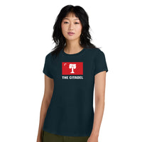 Load image into Gallery viewer, The Citadel, BRP Flag, District ® Women’s Perfect Weight ® T-Shirt - Navy

