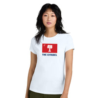 Load image into Gallery viewer, The Citadel, BRP Flag, District ® Women’s Perfect Weight ® T-Shirt - White
