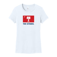 Load image into Gallery viewer, The Citadel, BRP Flag, District ® Women’s Perfect Weight ® T-Shirt - White
