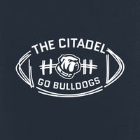 Load image into Gallery viewer, The Citadel Bulldog, Football  Women’s V-Neck Tee Shirt- Navy
