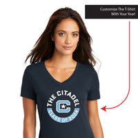 Load image into Gallery viewer, The Citadel, Customizable (Your Year) T-Shirt, Women’s V-Neck T-Shirt
