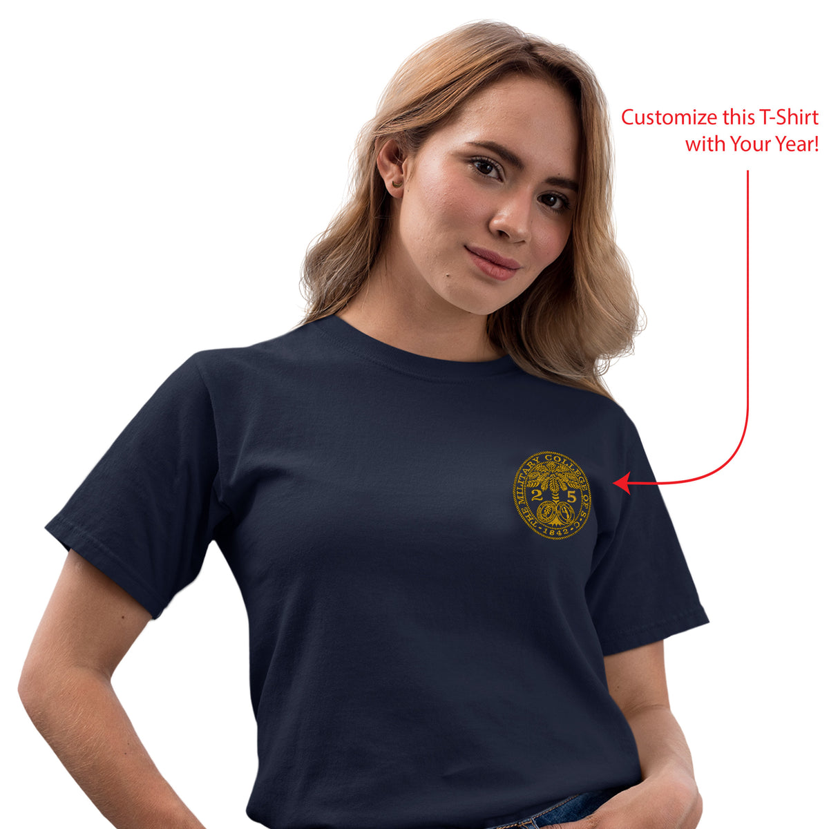 The Citadel, Customizable (Your Year) Ring Bezel Design, Perfect Weight® Icon T-Shirt - Navy