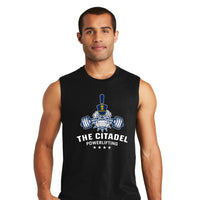 Load image into Gallery viewer, The Citadel, Spike, Powerlifting, District ® V.I.T. ™ Muscle Tank - Black
