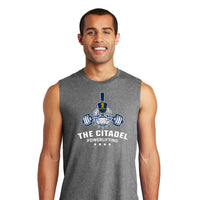 Load image into Gallery viewer, The Citadel, Spike, Powerlifting, District ® V.I.T. ™ Muscle Tank - Grey
