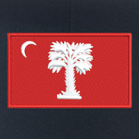 Load image into Gallery viewer, The Citadel, Big Red Flag, Flexfit - Delta® Seamless Cap- Navy
