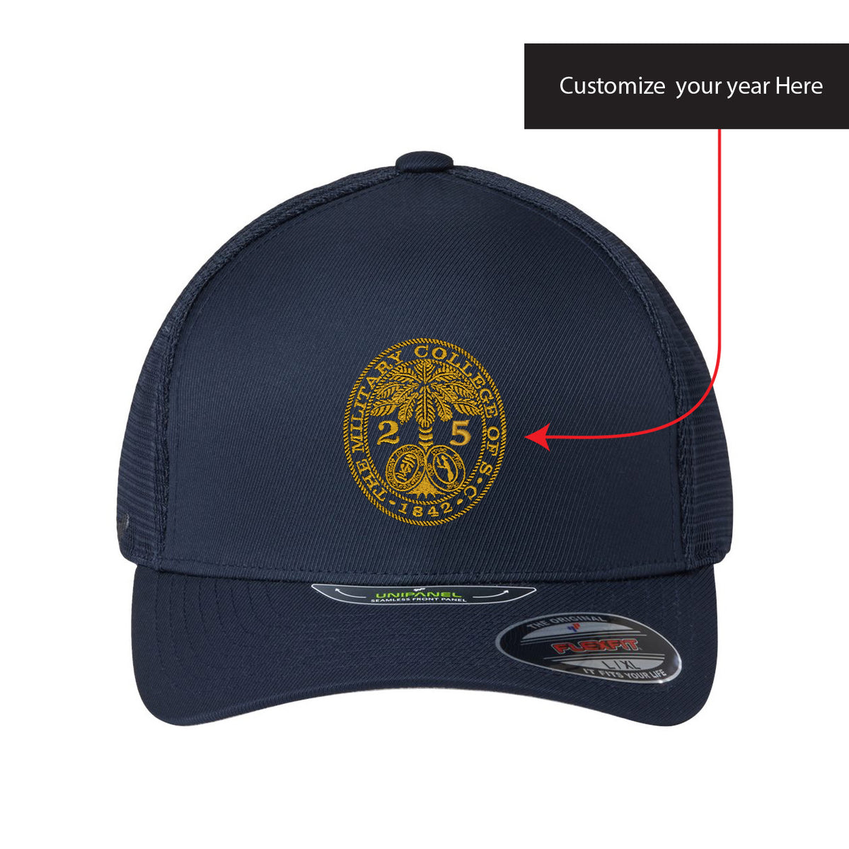 The Citadel, Customizable (Your Year) Reunion Year, Ring Bezel Design, Flexfit Unipanel™ Trucker Cap