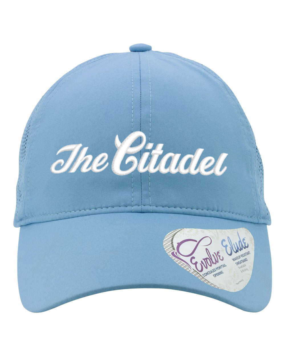 The Citadel, Script, Women's Perforated Performance Cap Carolina Blue