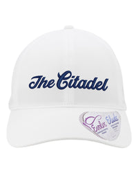 Load image into Gallery viewer, The Citadel, Script, Women&#39;s Perforated Performance Cap White
