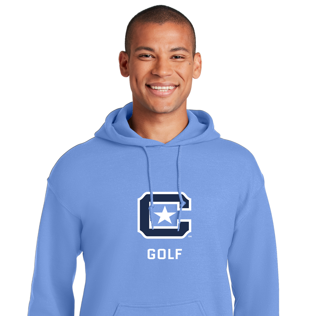 The Citadel Block C Star logo, Club Sports - Golf,  18500 Heavy Blend™ Hooded Unisex Sweatshirt Carolina Blue