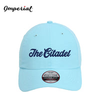 Load image into Gallery viewer, The Citadel, Script Logo, Imperial - The Hinsen Performance Ponytail Cap- Light Blue

