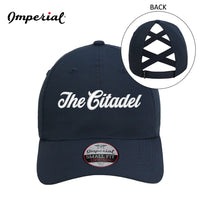 Load image into Gallery viewer, The Citadel, Script Logo, Imperial - The Hinsen Performance Ponytail Cap- Navy
