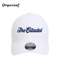 Load image into Gallery viewer, The Citadel, Script Logo, Imperial - The Hinsen Performance Ponytail Cap- White
