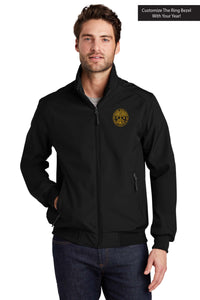 Load image into Gallery viewer, The Citadel, Customizable (Your Year) Ring Bezel Design, Soft Shell Bomber Jacket- Black
