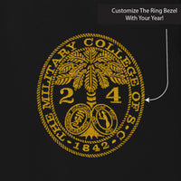 Load image into Gallery viewer, The Citadel, Customizable (Your Year) Ring Bezel Design, Soft Shell Bomber Jacket- Black
