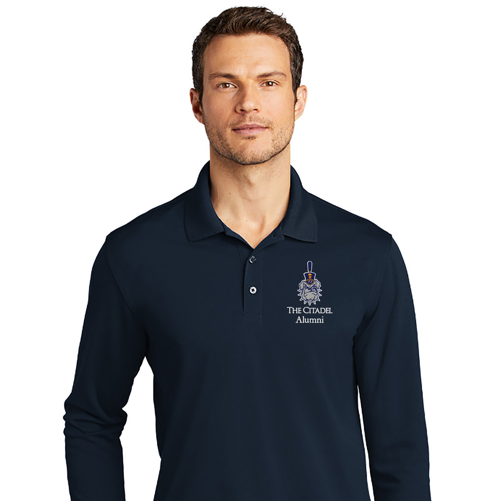 The Citadel, Spike Alumni, UV Micro-Mesh Long Sleeve Polo Shirt - Navy