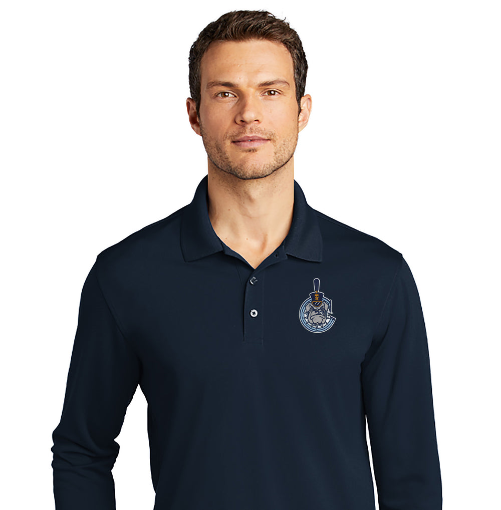 The Citadel, Spike Mascot in C, UV Micro-Mesh Long Sleeve Polo Shirt- Navy