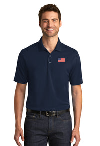 Load image into Gallery viewer, American Flag UV Micro-Mesh Polo Shirt- Navy

