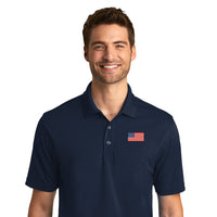 Load image into Gallery viewer, American Flag UV Micro-Mesh Polo Shirt- Navy
