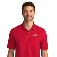Load image into Gallery viewer, American Flag UV Micro-Mesh Polo Shirt-Red
