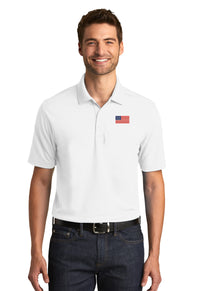 Load image into Gallery viewer, American Flag UV Micro-Mesh Polo Shirt- White
