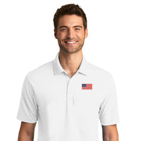 Load image into Gallery viewer, American Flag UV Micro-Mesh Polo Shirt- White
