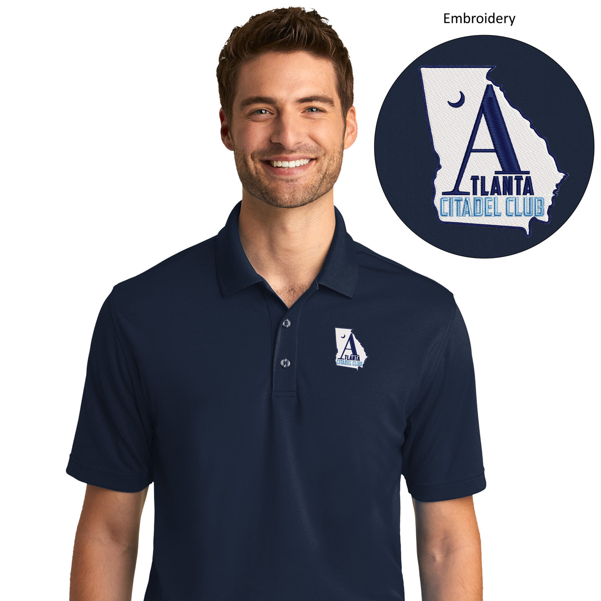 The Citadel, Atlanta Citadel Club UV Micro-Mesh Polo Shirt  - Navy